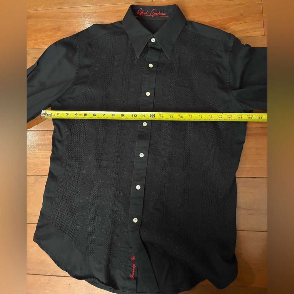 Robert Graham Black Embroidered Button Down Shirt Large - Picture 9 of 10